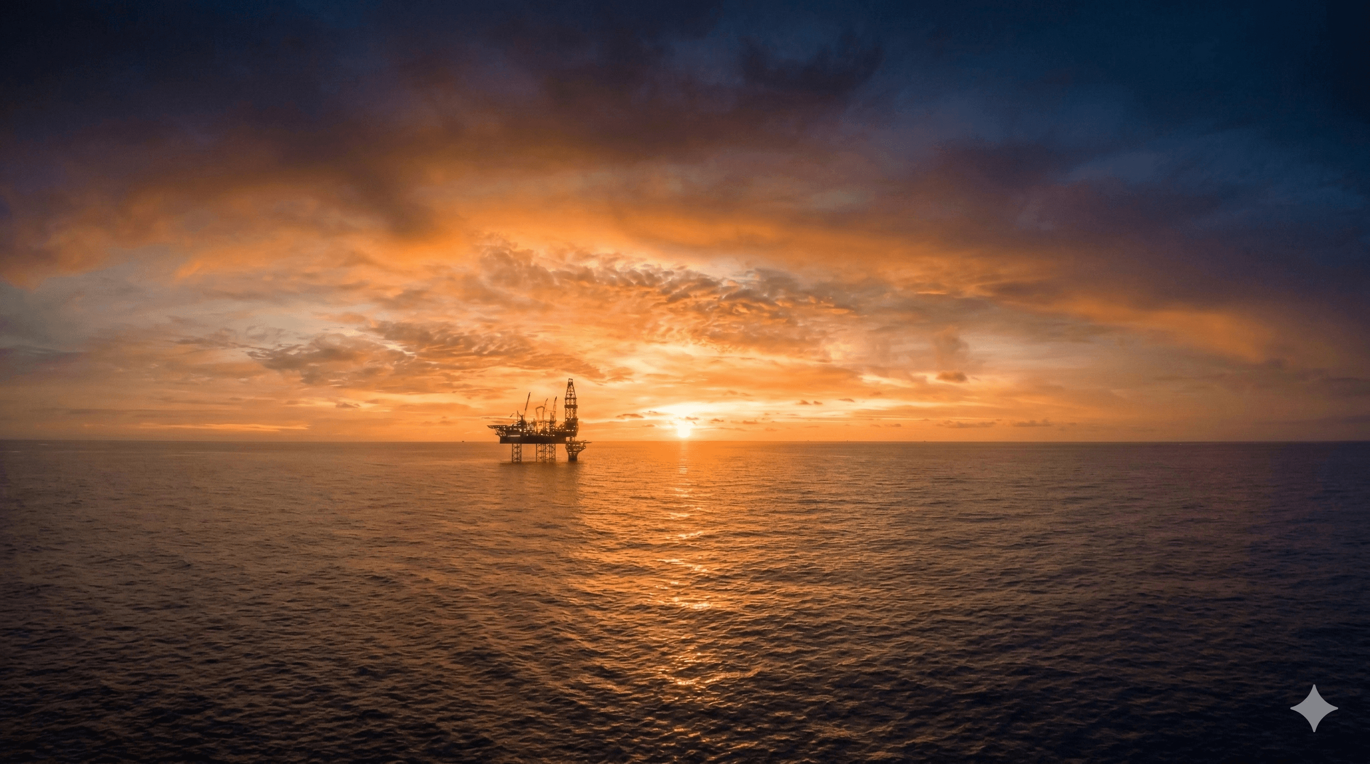 Offshore oil platform at sea
